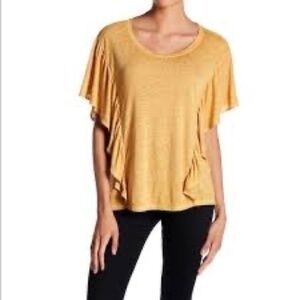 💛 Wild Pearl Burnout Ruffle Sleeve Tee Top NWT Size S